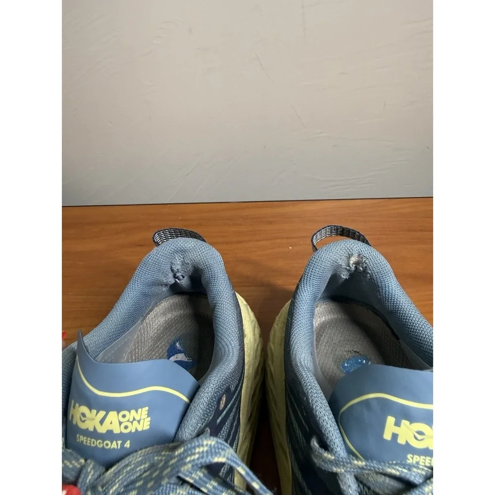 HOKA ONE ONE Speedgoat 4 Shoes Womens Size 9 Blue Trail Running Vibram Sole